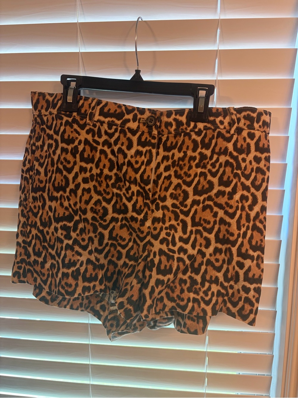 J. Crew Leopard Print Linen Shorts in Tan and Black